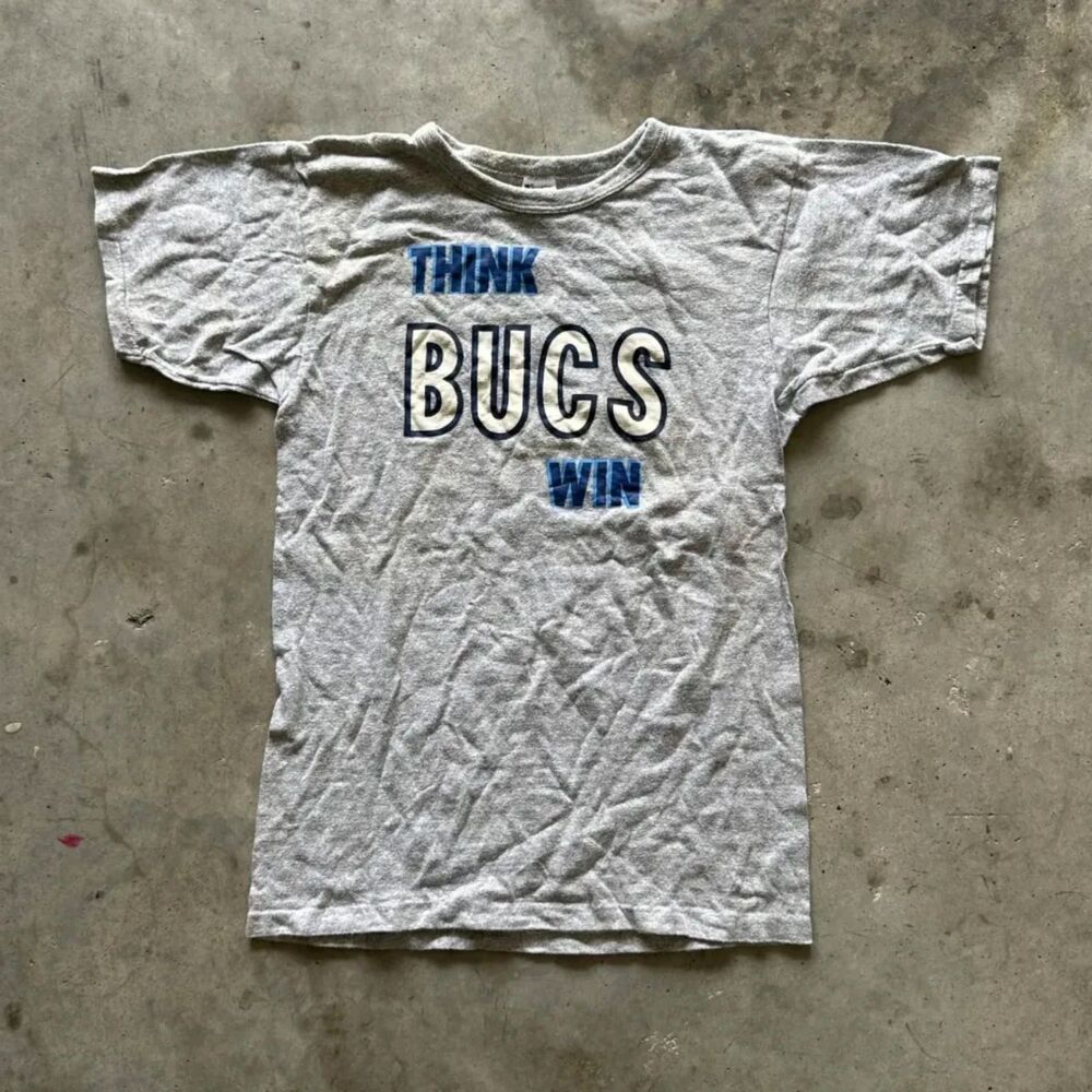 Vintage 80s Champion Blinn College Think Bucs Win T-Shirt Size M